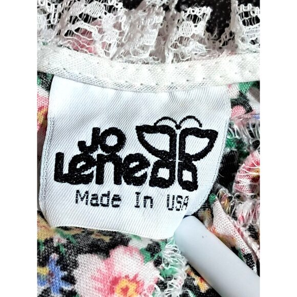 Jo Lene Dress Baby Girl 0-6 Months Floral Lace Ruffle Pink Bows USA Made Vintage - Picture 4 of 8